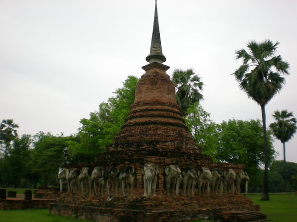 Chedi with elephants