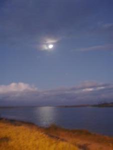 Near full moon over the estuary