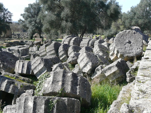 Olympia pillars in ruins