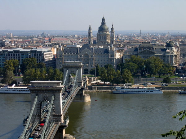 The bridge linking Buda to Pest