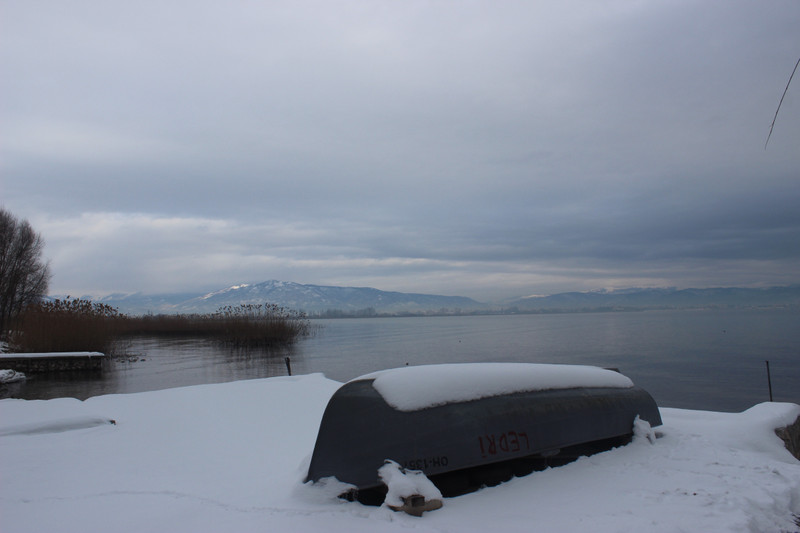 Snow on Lake Ohrid