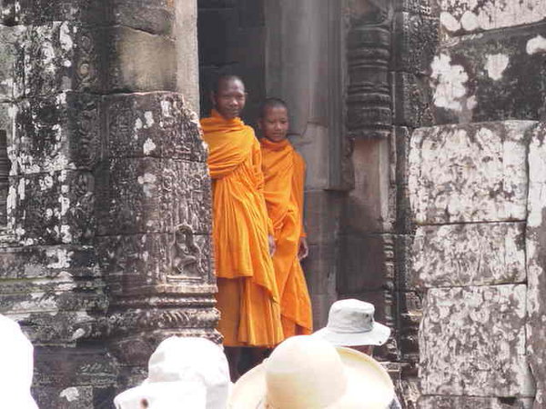 Monks at the ruins