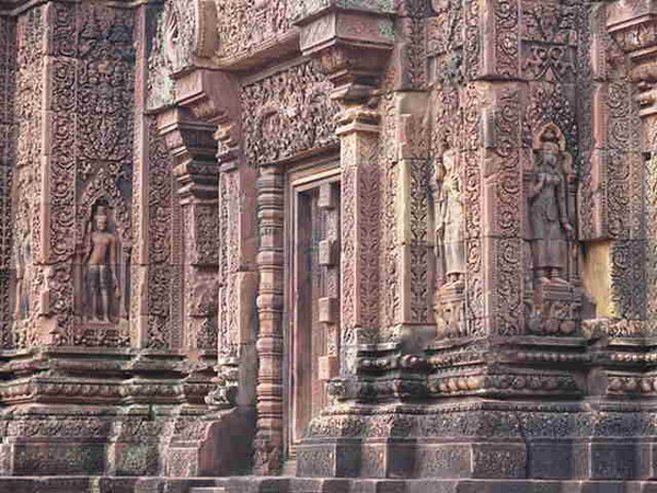 A carved wall at Angkor