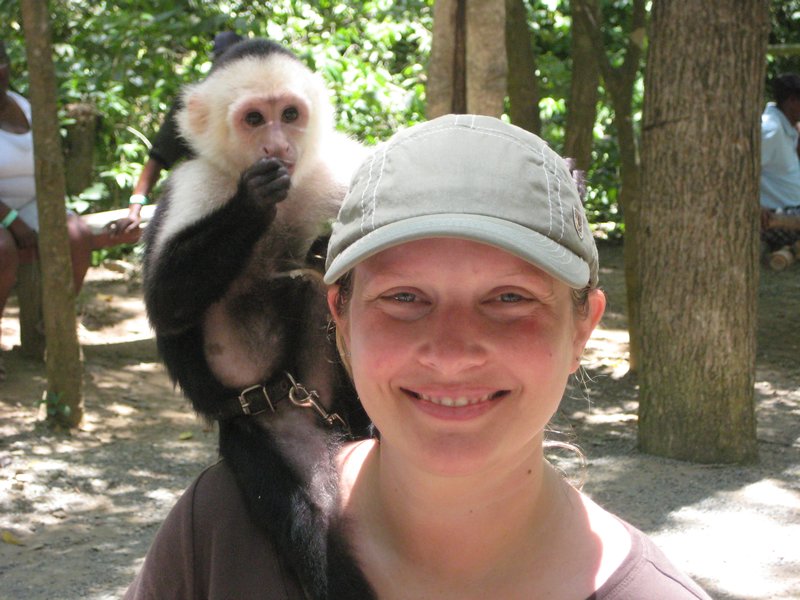 Lauryn making a monkey friend