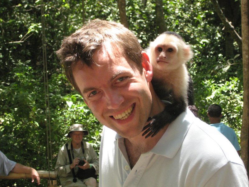 Sean making a monkey friend