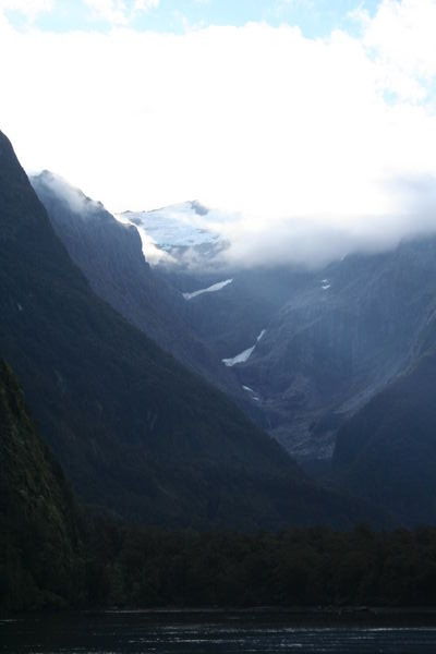 Snow at Milford Sound