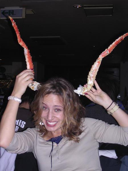 Casey enjoying the crab tabehoudai