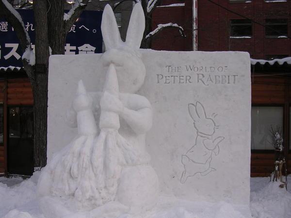 "Peter Rabbit" snow sculpture