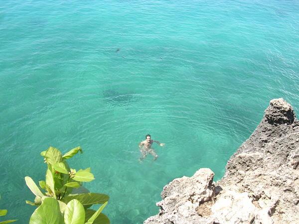 Mischa in the Mindanao Sea after cliff-jumping
