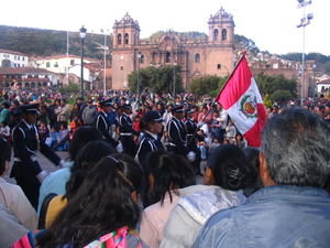 A huge parade in Cuzco square
