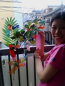Sanae with our Tanabata tree!