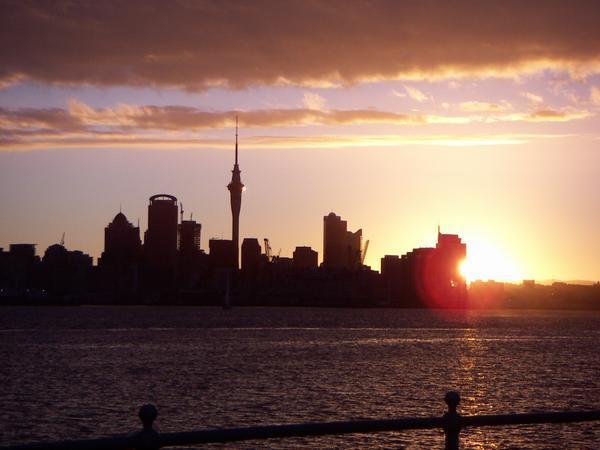 Sunset over Auckland skyline