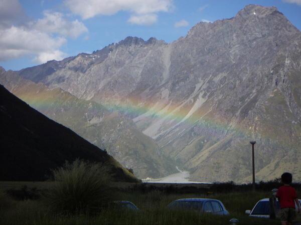 Rainbow out of Tasman Glacier