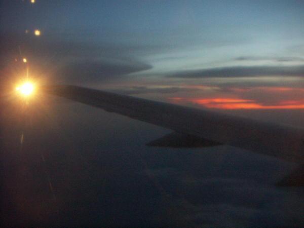 Sunset on flight into Bangkok