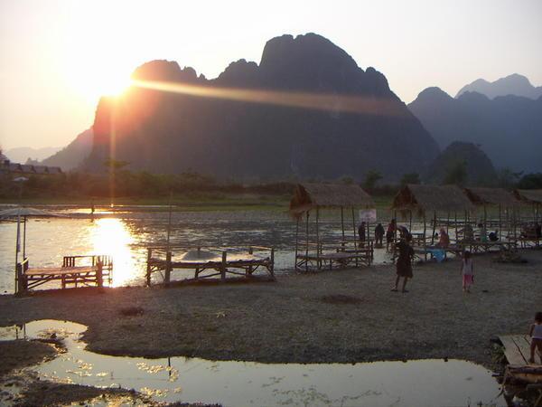 Sunset over the river at Vang Vieng
