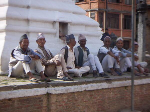 Locals resting and chatting in Patan