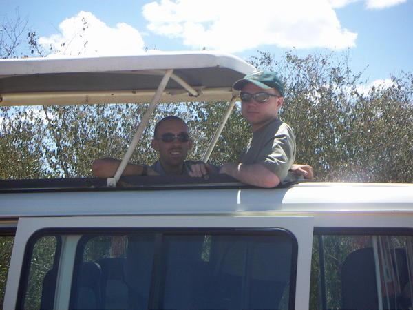 Jon & I in our open-topped safari van.