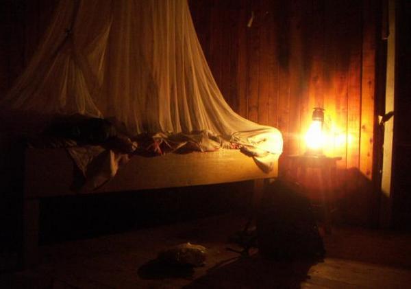 Jungle life - mosquito net and oil lamp