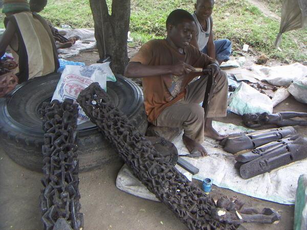 Wood carvers at Mwenge Market, Dar Es Salaam