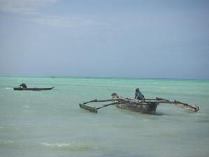Turquoise Sea and fishermen