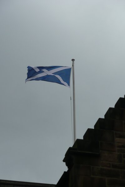 Scottish flag flying from the castle