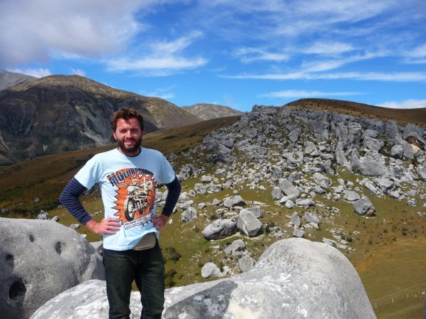 Neil at some rocks in Arthurs Pass