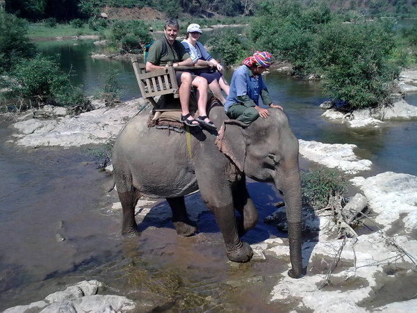 Neil and Jenny on elephant