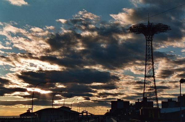 Sunset over Coney Island Boardwalk