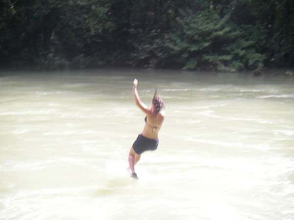 zipline into the river