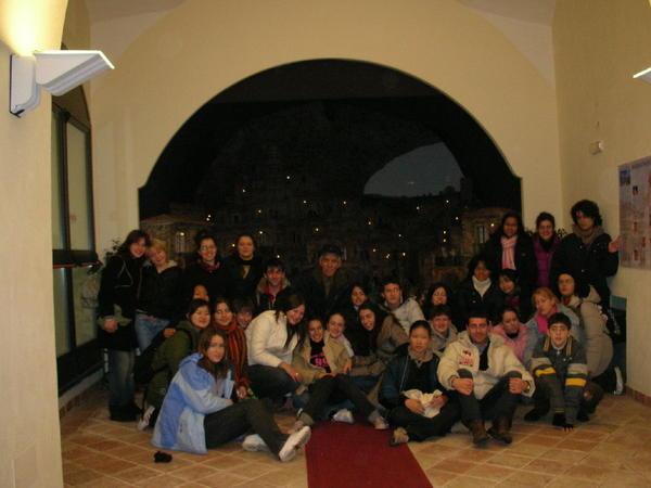 Group from the Basilicata tour in front of the Presepe in Grassano