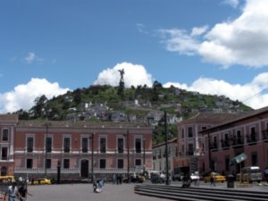 View of Panecillo from Plaza de Santo Domingo