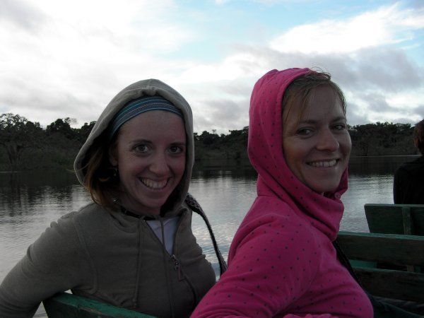 On the canoe watching the sunset at Laguna Grande