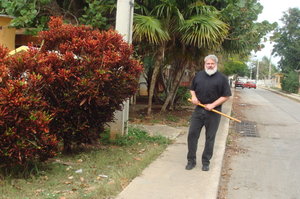 Bryan strolls through the working class neighborhood not far from our hotel