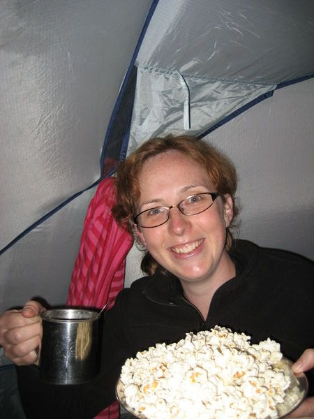 Milo and popcorn in the tent!