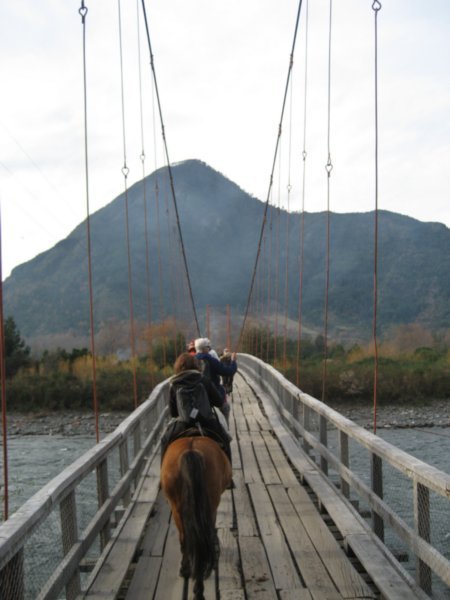Riding over a suspension bridge
