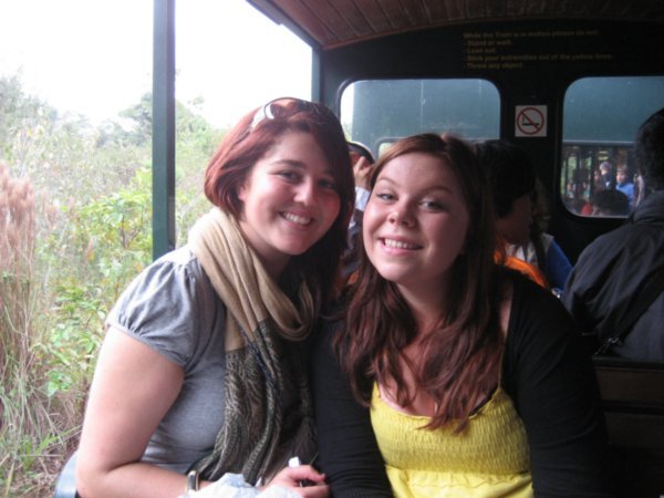 Georgie and Emily on the train