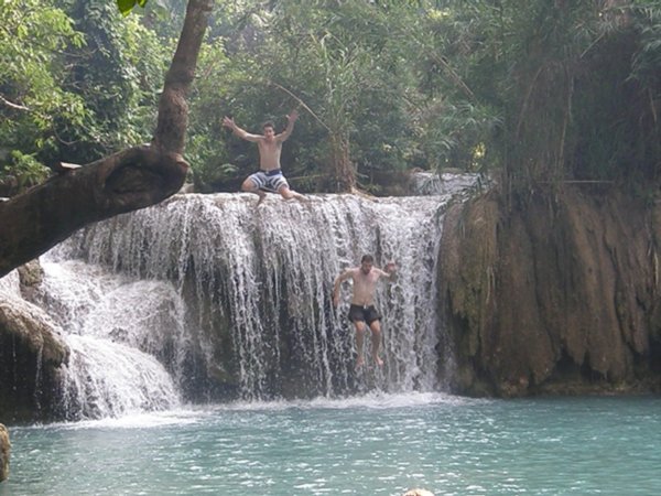 Jump off waterfall
