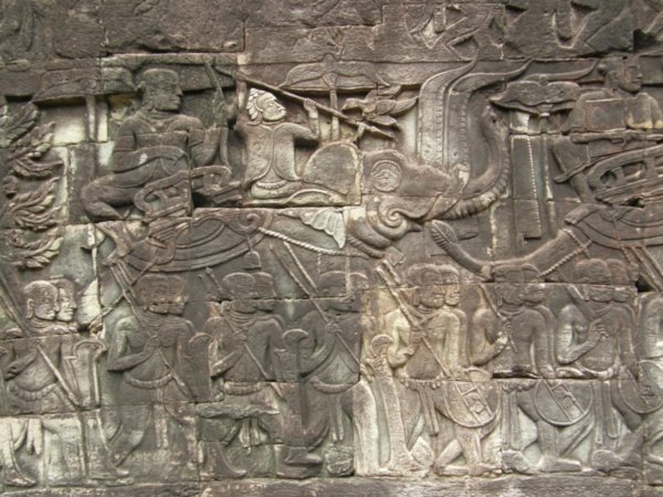 Carvings along Wall at The Bayon