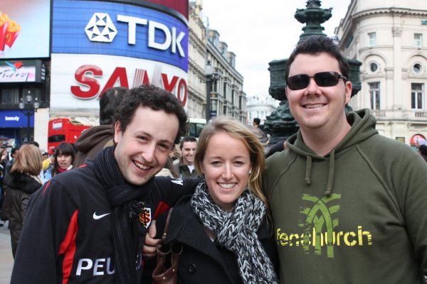 Tim, Carly and Gaff at Piccadily Circus