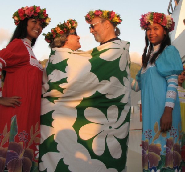 Ua Huka The Tahitian Blanket Ceremony aboard ship
