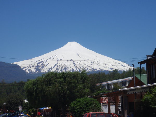 View of volcano from town