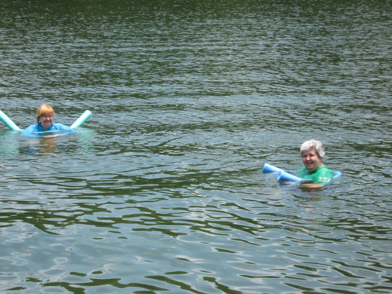 Trish and Ellen floating