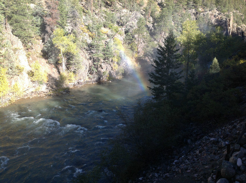 Rainbow in steam from locomotive