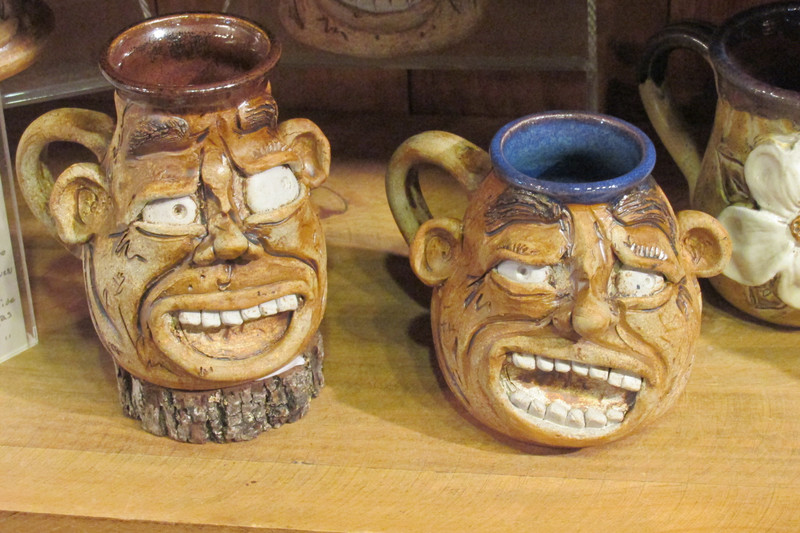 Face Jugs at pottery shop