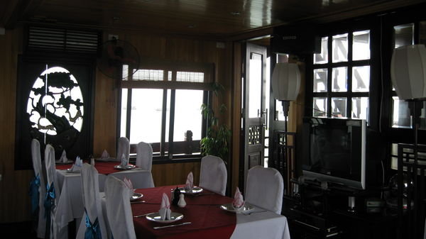 Dinner area on the Junk