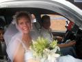 in the truck on the way to the reception