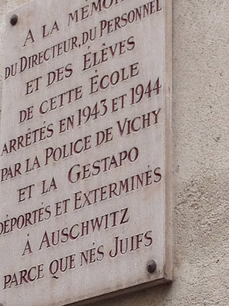 Sign acknowledging the participation of the French