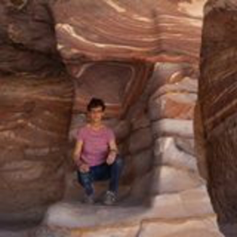 In a cave at Petra