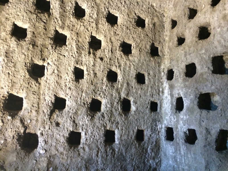 Pigeon nests in the caves in Orvieto