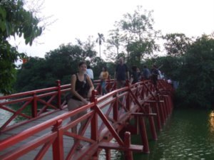 Bridge in lake in Hanoi
